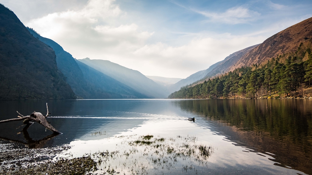 Vista sulle montagne di Wicklow da Glendlough Upper Lake